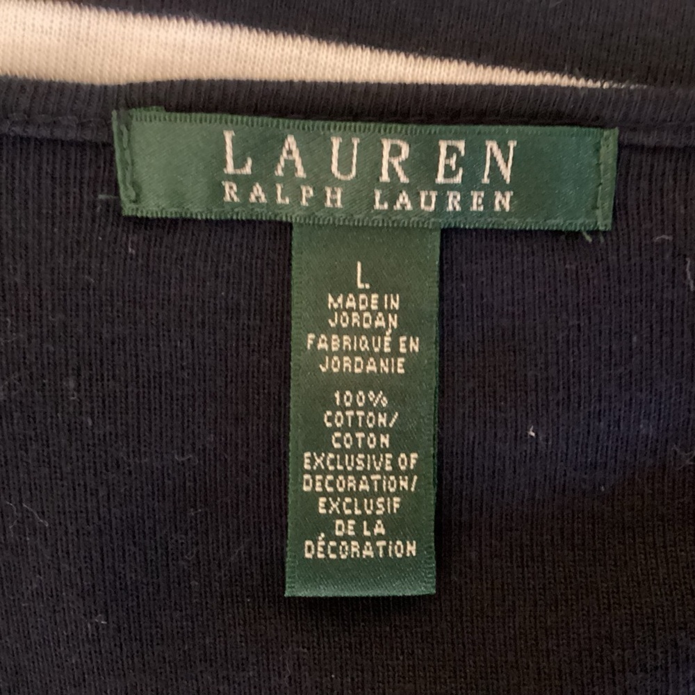 Lauren Ralph Lauren NWT Women’s Navy White 3/4 Sleeve Shift Dress. Size Large - Picture 4 of 5